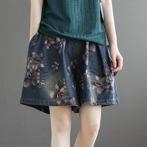 High waist denim shorts women loose